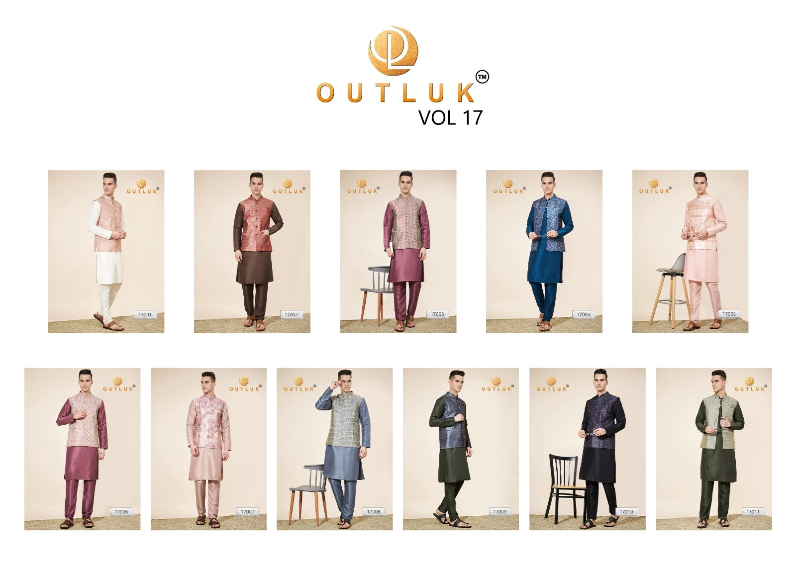 Outluk Wedding Collection Vol 17 Pure Silk Wholesale Modi Jacket Kurta Pajama Catalog — Singles, MPA wholesale from Surat — view 12